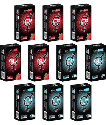 NottyBoy Extra Thin and Strawberry Flavoured Condoms - 100 Units