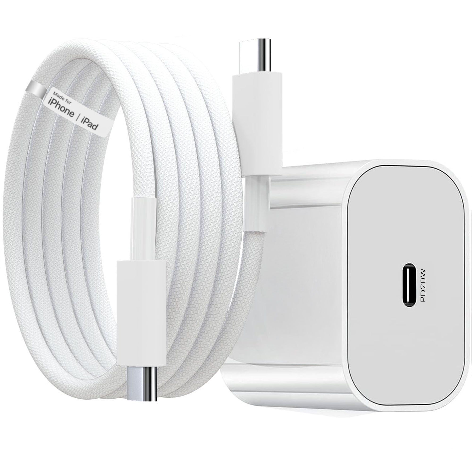 Original 20W iPhone Charger + Type C to Type C [Apple MFi Certified] Cable Combo | (5X Speed)