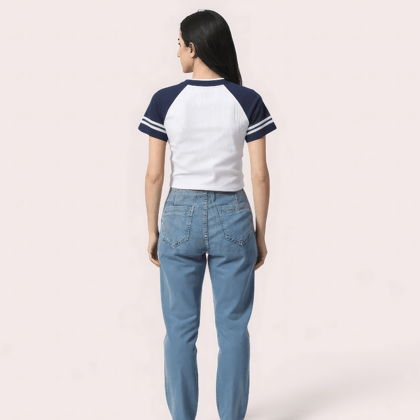 "Brooklyn 76" Varsity Crop Top – Navy & White