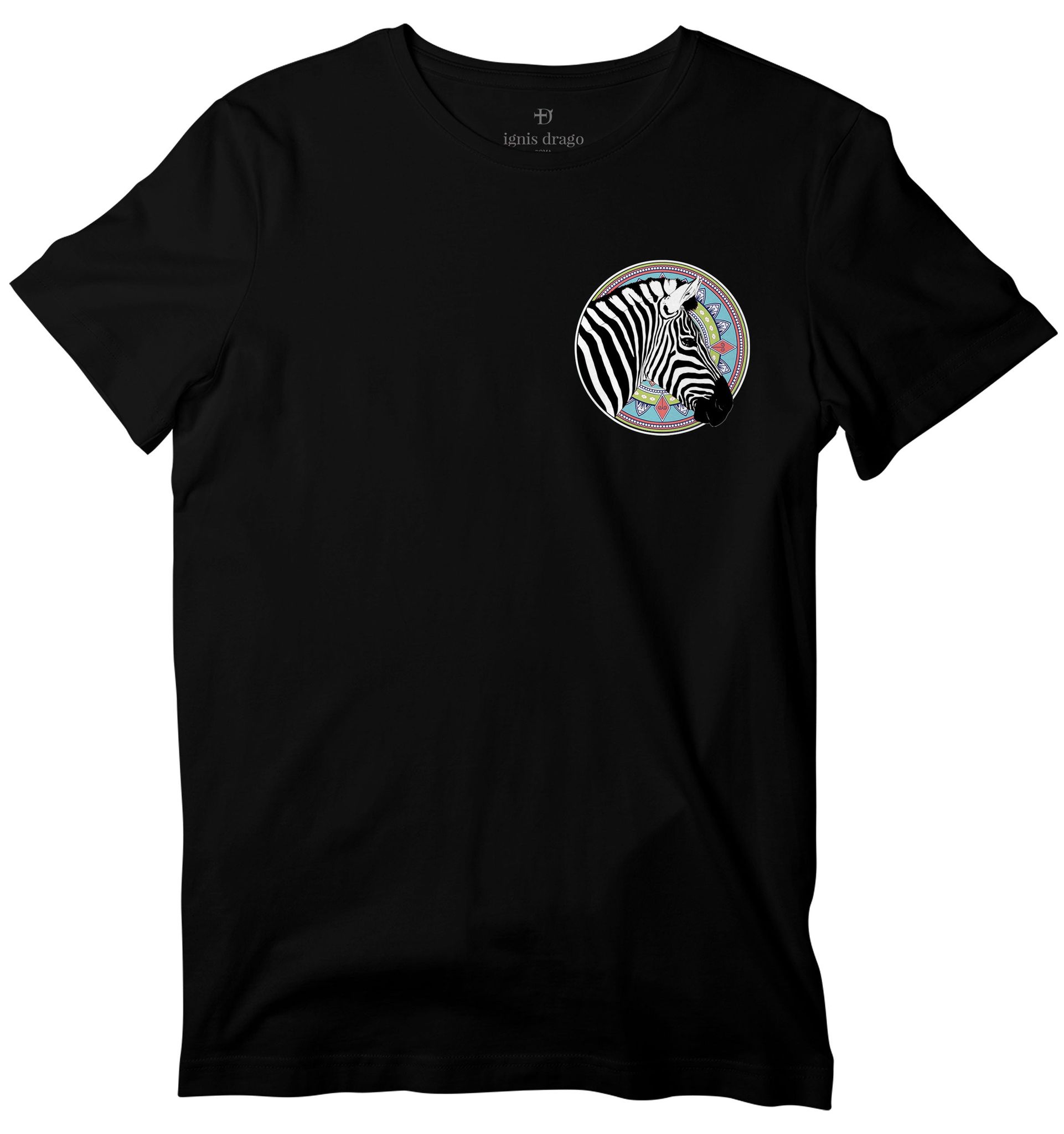 Zebra Mantra T-shirt - Left Chest Print-36 - XS / Black