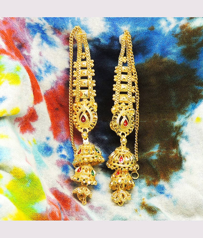LUV FASHION Golden Jhumki Earrings ( Pack of 1 )