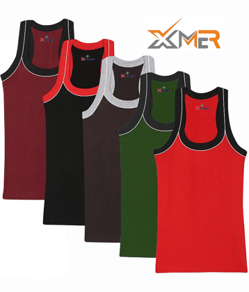 XMER Pack of 5 Boys Cotton Vest ( Multicolor )