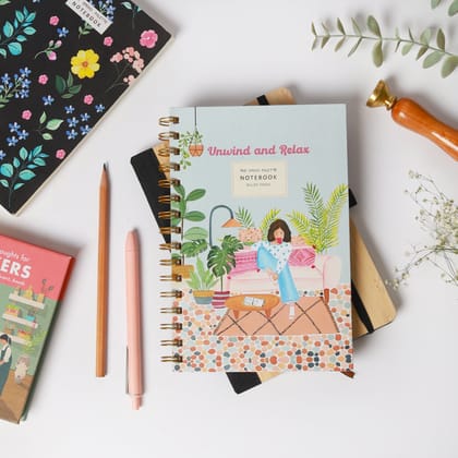 Unwind and Relax Hard-bound Spiral Notebook-Ruled