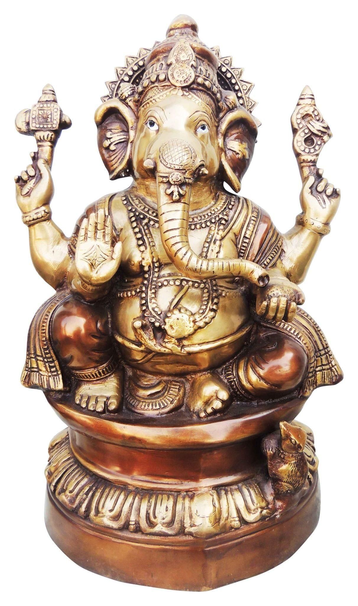 Brass Showpiece Ganesh Ji Statue - 11*6.5*17.2 Inch (BS679)