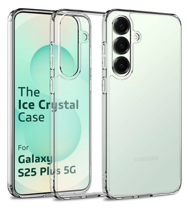 Ice Crystal Series Hybrid Transparent PC Military Grade TPU Back Cover for Samsung Galaxy S25 Plus 5G, 6.7 inch, Crystal Clear