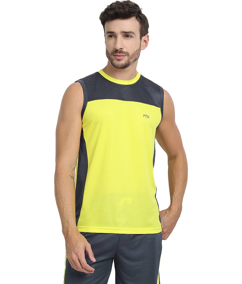 FTX Pack of 1 Polyester Regular Fit Men's T-Shirt ( Yellow )