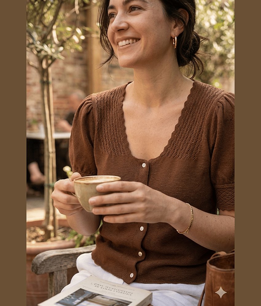 SKIN SMOOTHIE Women's Cotton Regular Top ( Brown )