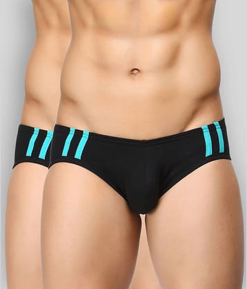 BASIICS By La Intimo Pack of 2 Cotton Briefs For Men's ( Black )