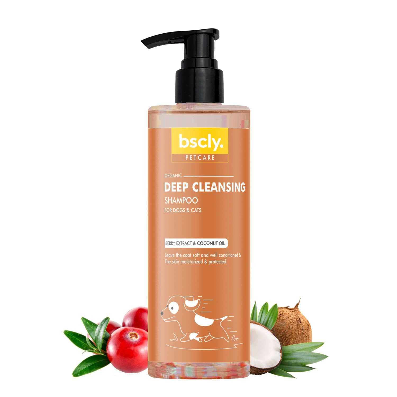 Bscly Deep Cleansing with Berry Extract & Coconut Oil | Dog Shampoo for Pomeranian, Shih tzu Puppy, German Shepherd, Labrador & Golden Retriever, Dogs Shampoo, 200 ml