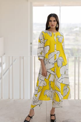 Plantain Orchard Button Down Kurta-S