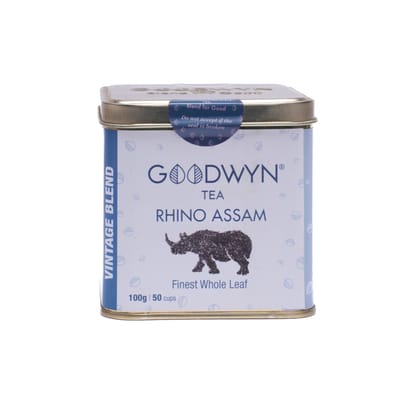 Goodwyn Authentic Assam Rhino Black Tea / Doodh Chai (100 gm) | Kadak | From Own Tea Estates | 100% Natural Loose Leaf Tea | Low Caffeine Non Bitter | Rich in Antioxidants
