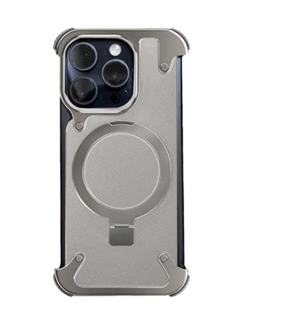 Messi - Magsafe Stand Bezel-Less Metal iPhone Case - Primary Leather iPhone 15