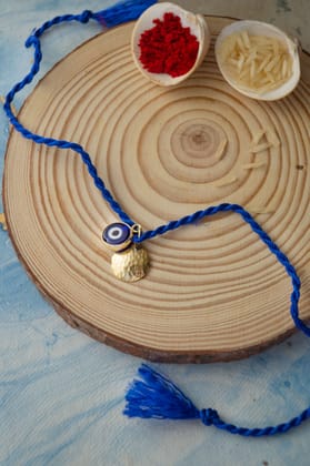 Evil Eye Multi-Wearable Gold Plated Sterling Silver Charm Rakhi-Gold