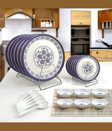 kitchrox Perfect for Dinning Printed Melamine Dinner Set ( Pack of 24 ) Multicolor