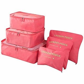 Laundry Zipper Bags Travel Packing Luggage Waterproof Cloth Organizer - 6 pcs set (Color as per availability)