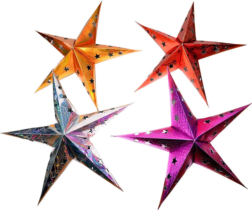 Nawani Party Star Hanging Decoration Multicolored Size 64/22 cm (Pack of 4) - Party and Festive Needs | Buy online on ZillyBuy