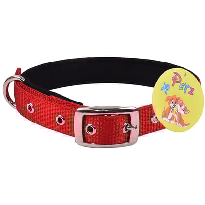 Petz Pure Nylon Padded Collar 1.25 inch Red 25mm