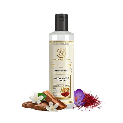 Khadi Natural Sandalwood & Kesar Moisturizer | Hydrates and Nourishes for Healthy Skin | Anti Ageing Formula | Suitable for All Skin Types | 210ml Khadi Natural Sandalwood & Kesar Moisturizer | Hydrates and Nourishes for Healthy Skin | Anti Ageing Formul