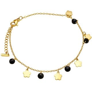 18k Gold Plated Women Bracelet (Black & Gold Charm Bracelet, 1)