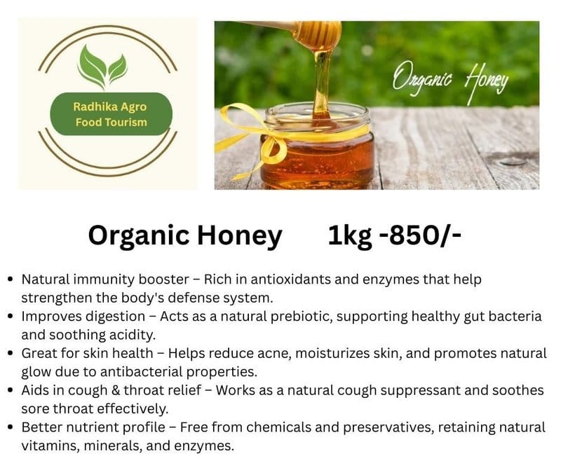 Radhika Agro Organic Honey (1kg) | Natural Immunity Booster & Prebiotic | Preservative-Free | For Digestion, Cough Relief & Skin Health