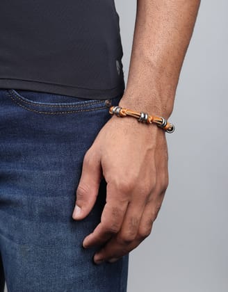 Leather Lock Bracelet-Brown / 8 Inches