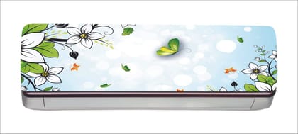 DreamKraft Decorative Flowers Leaves Butterflies AC Sticker (Multicolor PVC Vinyl, 30cm X 91cm)