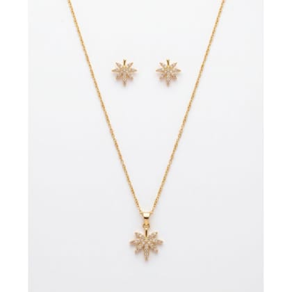 Pendant Set Gold-Toned Star-Leaf Pendant Set Gold-Toned Star-Leaf