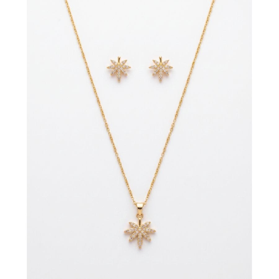 Pendant Set Gold-Toned Star-Leaf
