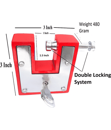 Aligarh Heavy Bar Lock for Home, Shop, Offices, room etc, 3 Keys,100 MM, Double Locking System Lock