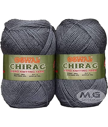 Oswal Chirag Light Mouse Grey (200 gm) Wool Ball Hand Knitting Wool/Art Craft Soft Fingering Crochet Hook Yarn, Needle Knitting Yarn Thread Dyed HG