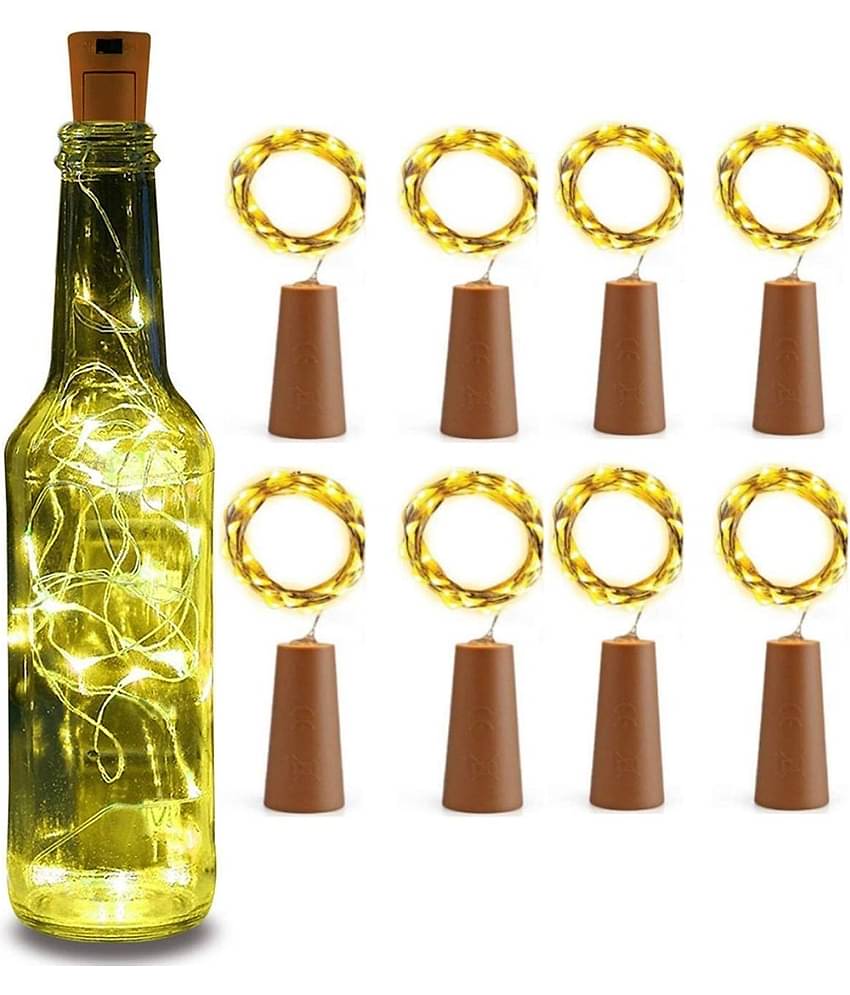 MIRADH Bottle Cork Lights 20 LED 2Mtr LED Strips Yellow - Pack of 6