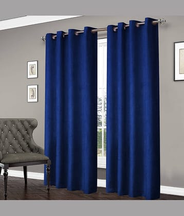 Home Candy Set of 2 Door Blackout Room Darkening Eyelet Polyester Navy Blue Curtains ( 213 x 120 cm )