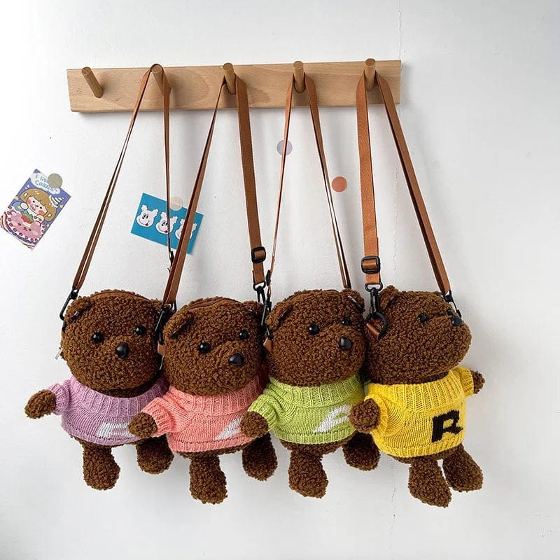 Baby Cartoon Teddy Velvet Bears Mini Children Shoulder Bag Cute Crossbody Fur Handbag for Kids