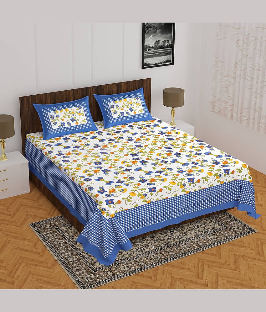 Cosito Cotton 1 Double Bedsheet with 2 Pillow Covers ( Multicolor )