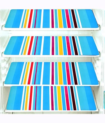 Suraj Enterprise PVC Striped Fridge Mats ( 14 12 ) Pack of 4 - Multicolor