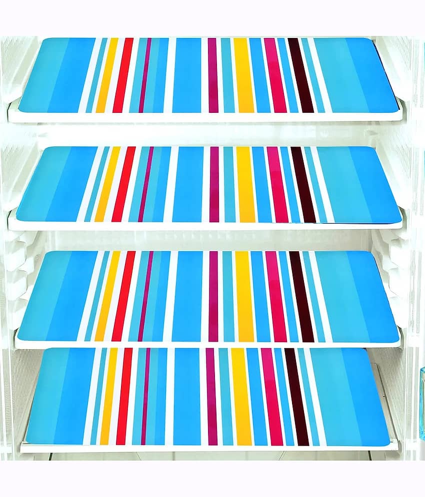 Suraj Enterprise PVC Striped Fridge Mats ( 14 12 ) Pack of 4 - Multicolor