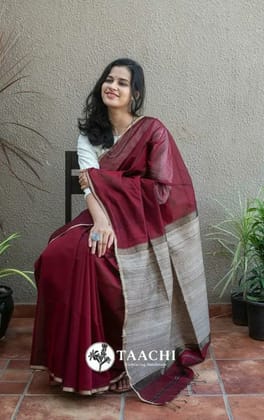 Cotton silk saree with ghicha achol
