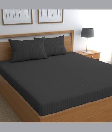 Neekshaa Satin 1 Double Bedsheet with 2 Pillow Covers ( Grey )