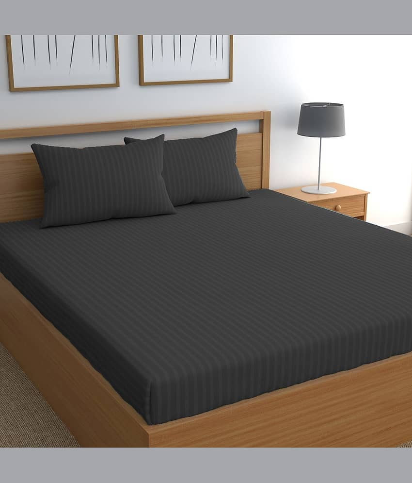 Neekshaa Satin 1 Double Bedsheet with 2 Pillow Covers ( Grey )