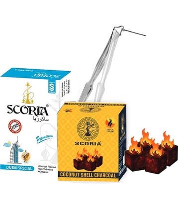 SCORIA Hookah Dubai Special, 250Gm Coconut Coal, Tong Pack Of 3