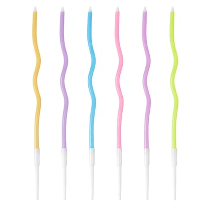 Multicolor Neon Twisted Candles - 6PC