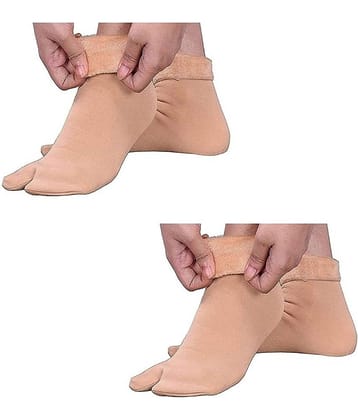 THRIFTKART - Beige Polyester Women's Thumb Socks ( Pack of 2 )