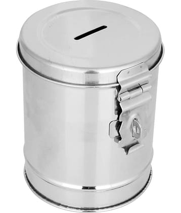 SUNTAP 100% Stainless Steel Round Shape Piggy Bank | Money Bank Container - Stainless Steel Silver Piggy Bank ( Pack of 1 )