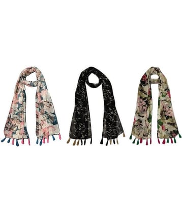 stolevilla Multi Printed Poly Cotton Yarn Stoles ( Pack of 3 )