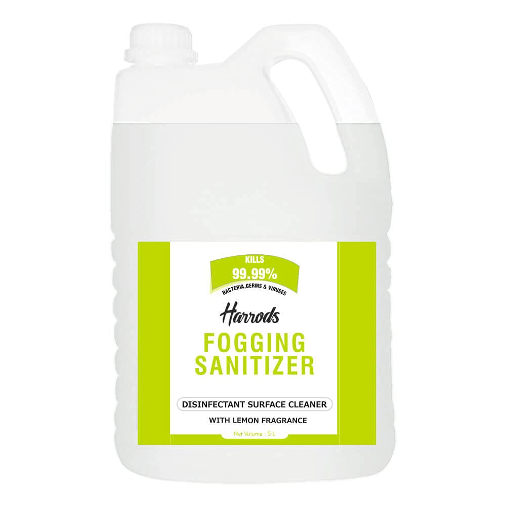 Harrods Fogging Sanitizer Liquid | WHO Recommended Disinfectant Liquid for fogging machine | Fumigation Liquid| Hospital, School, Office & Home Sanitizer - Lemon Fragrance, 5 L