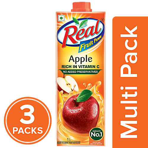 Real Fruit Power Juice - Apple, 3x1 L Multipack