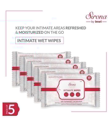 Sirona Natural Intimate Wipes - 50 Wipes with Aloe Vera Extracts | Protects Against Odour, Dryness, Itchiness & Irritation