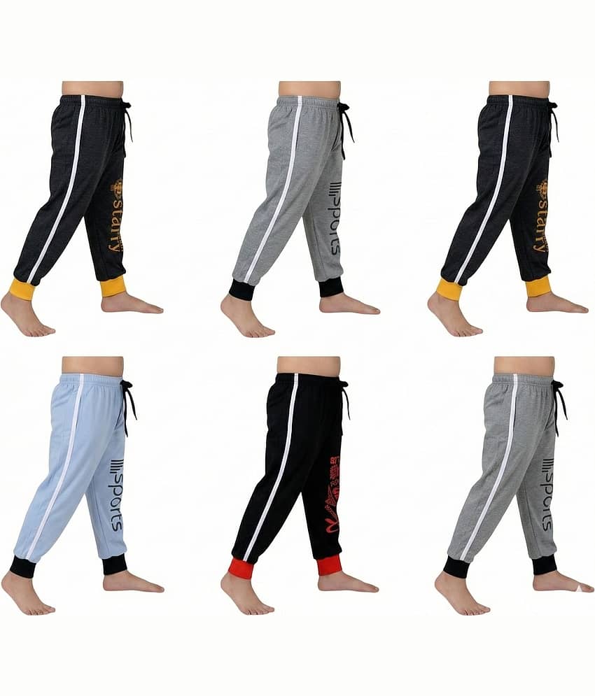 LEMONYFABRICS Pack of 6 Boys Cotton Blend Trackpant ( Multicolor )