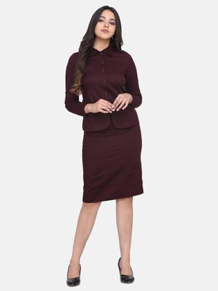 Burgundy Collared Neck Top-S