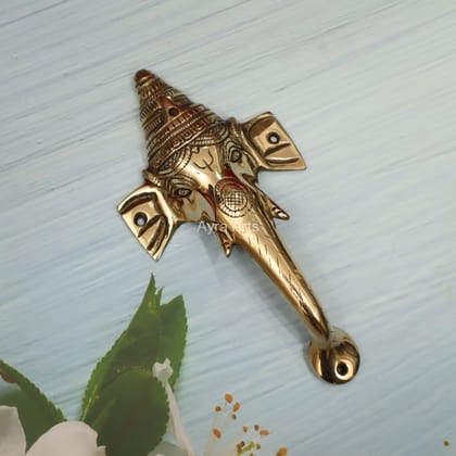 Elegant Ganesha Door Handle in Brass - 8.2 Inch Height